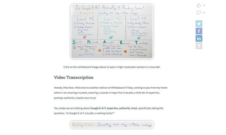 transcription vidéo d’un Whiteboard Friday de Moz