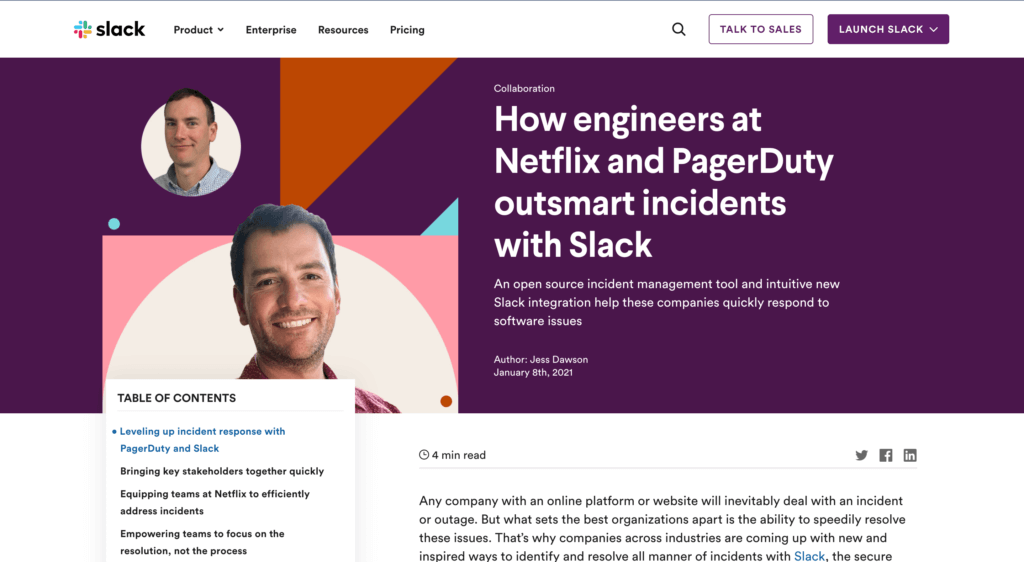 Blog Post from Slack, an example of conversion funnel optimization at the interest phase