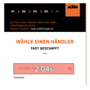 UX Anpassungen bei der Händlersuche von KTM