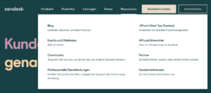 Screenshot of Zendesk navigation