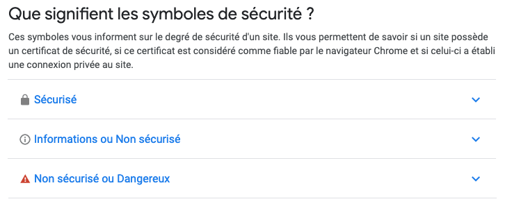 symboles de sécurité des sites web