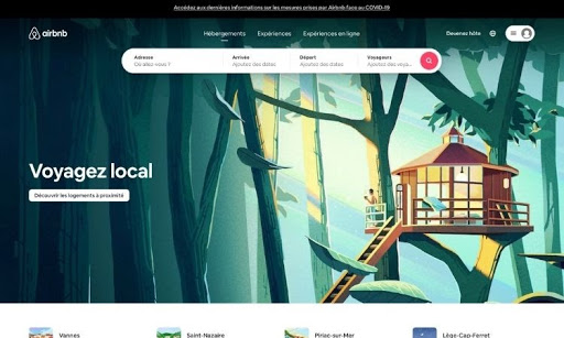 homepage de airbnb