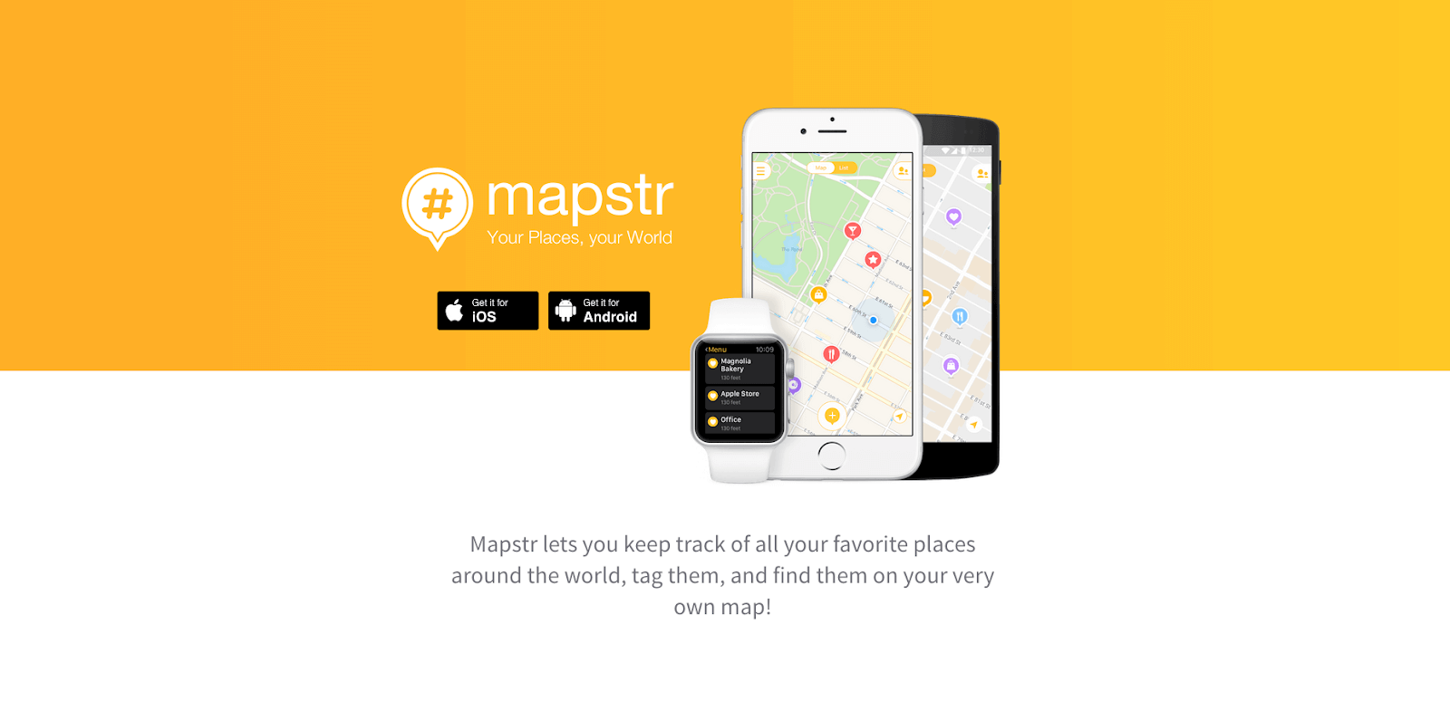 landing page de l’application mapstr