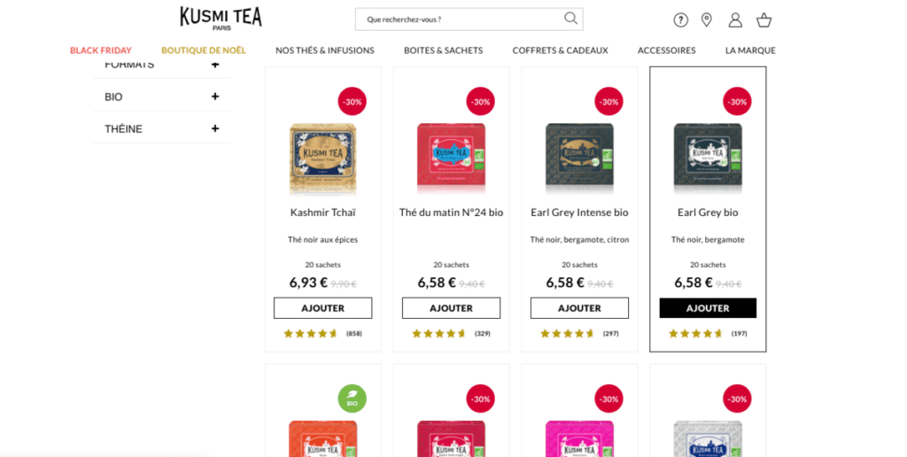 Page produit, l'exemple de Kusmi Tea