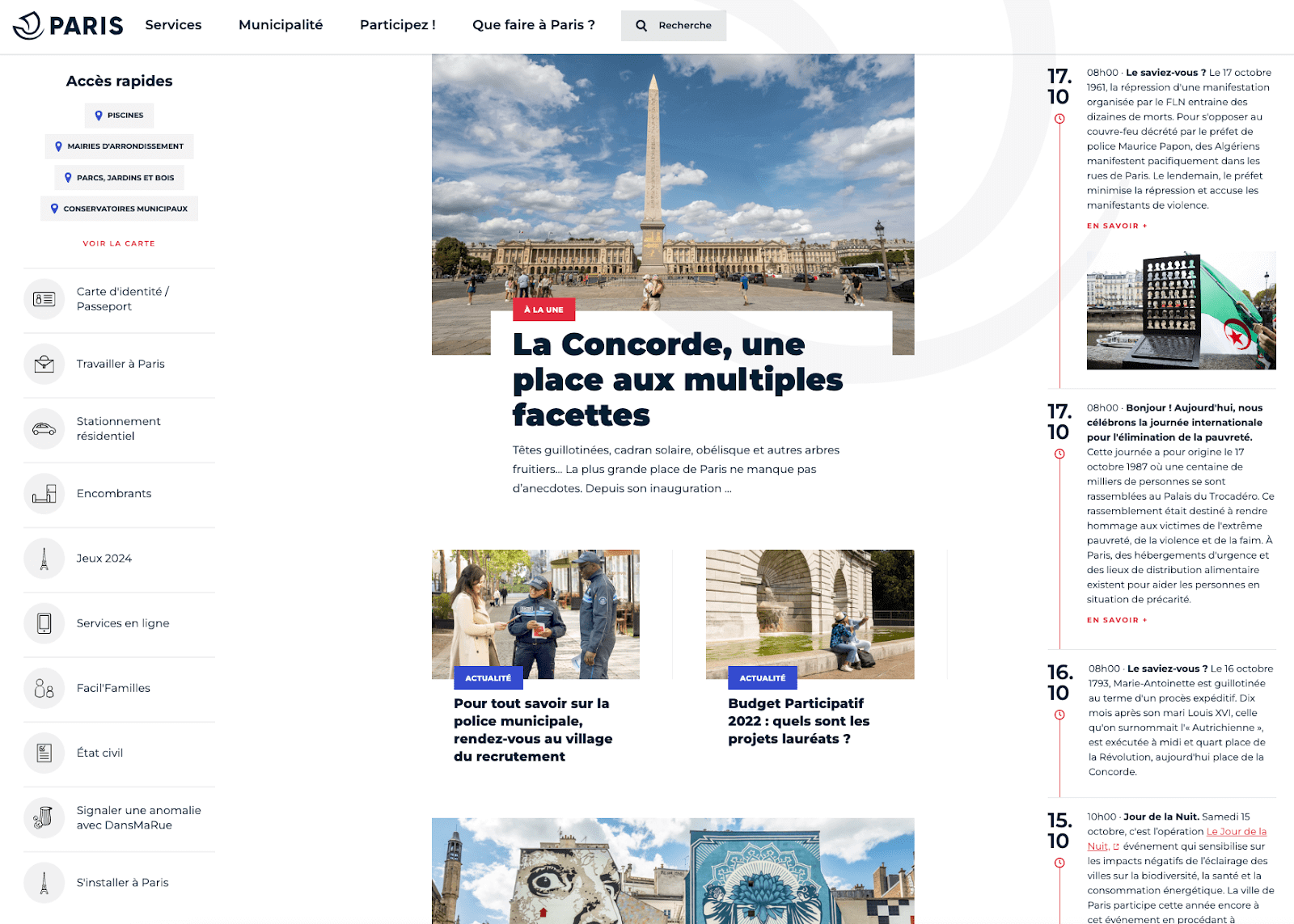 home page de la ville de paris