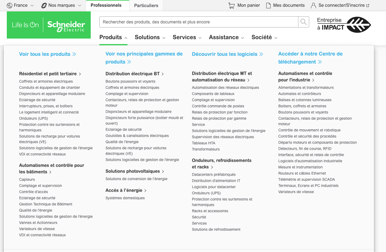 filtres catégories de Schneider Electric