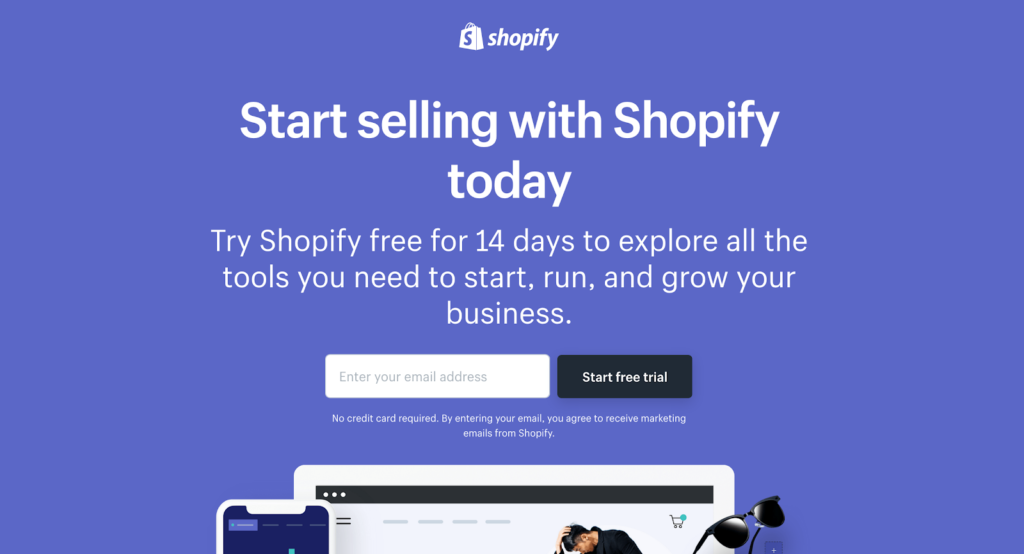 landing page shopify