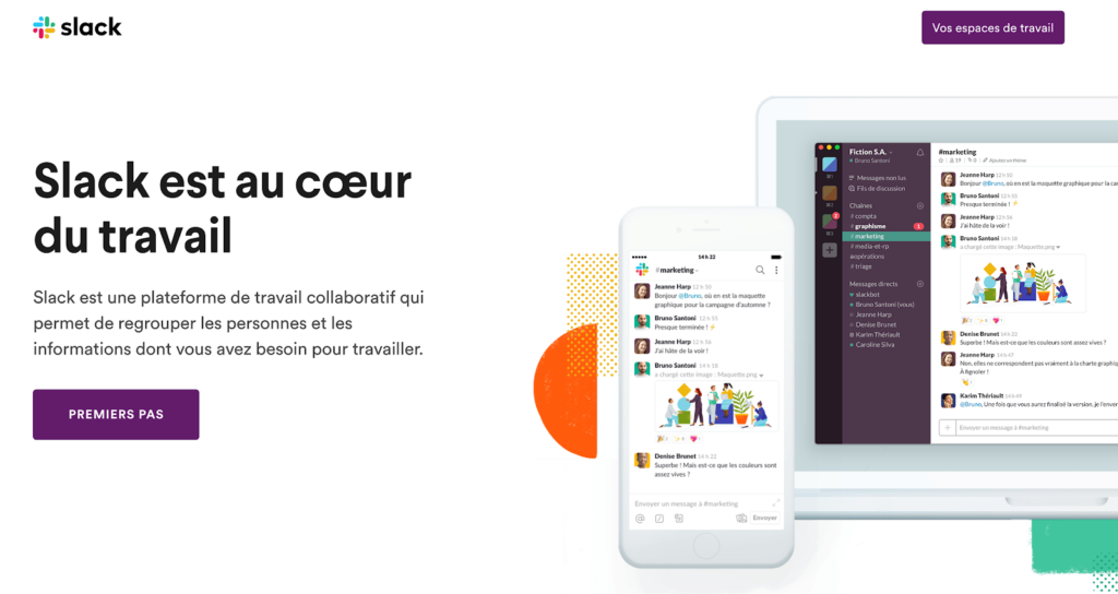 landing page de slack