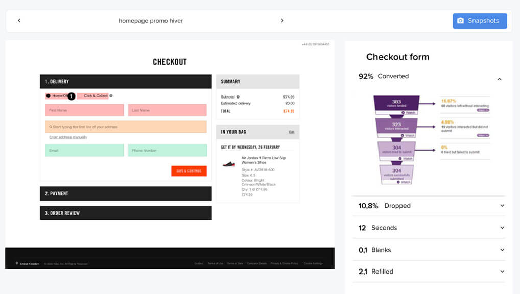 Conversion rate optimization on checkout form 