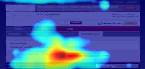 Mouse Move Heatmap of a "0 results" page, showing excessive mouse movement around the page.