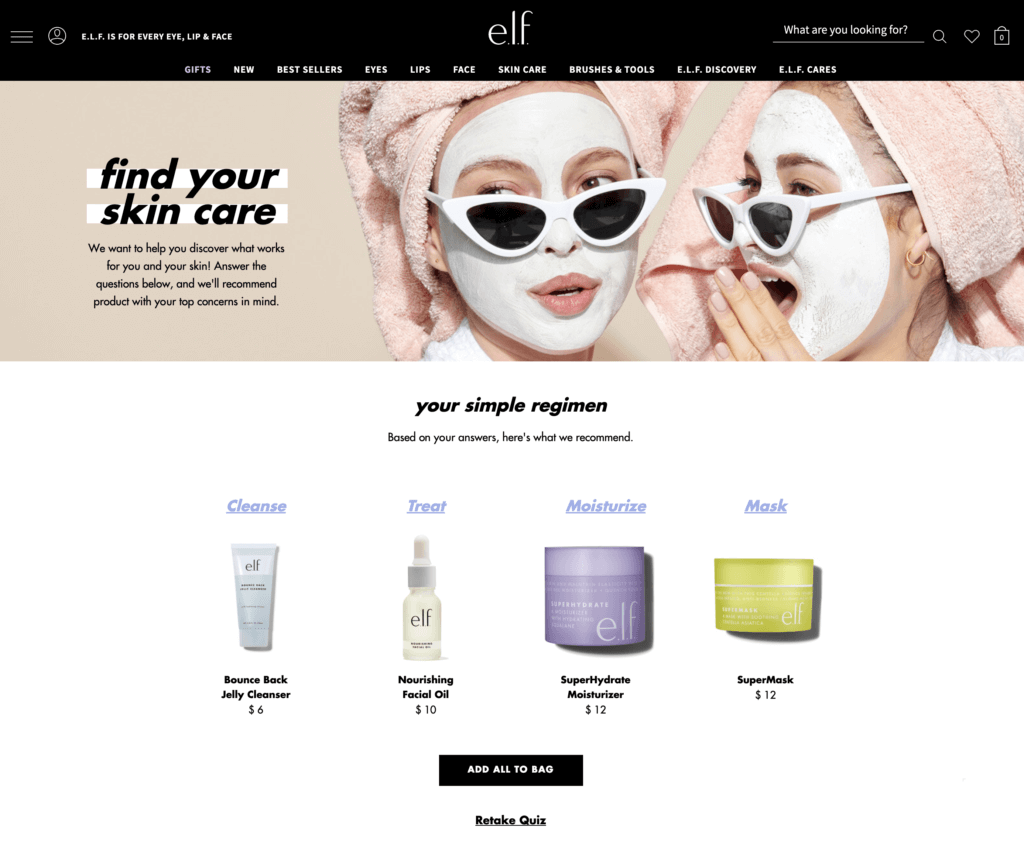 e.l.f. cosmetics Skin Care Finder survey results