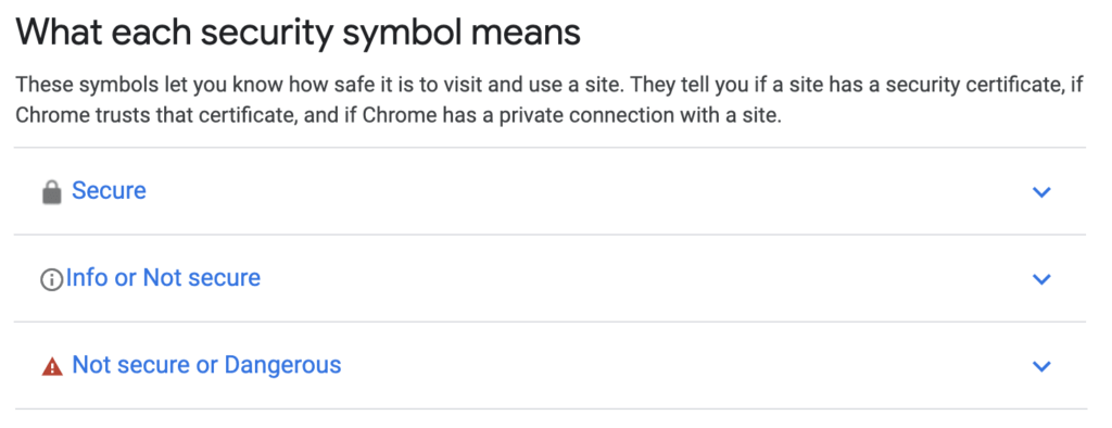 Google's web security symbols