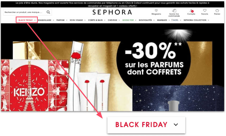 eCommerce holiday trend #1: Adding holiday-specific navigation to your website menu