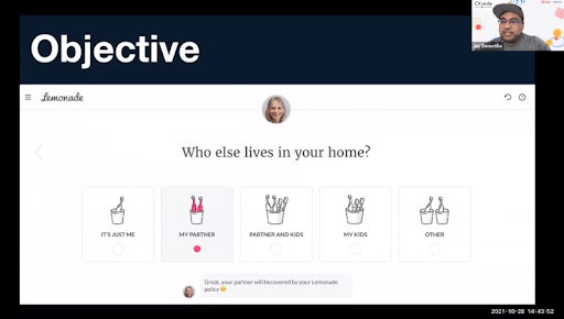 Breaking design biases presentation slide with the title "Objective"