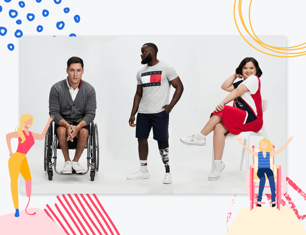People of different body types and needs wearing Tommy Hilfiger's Accessibility line