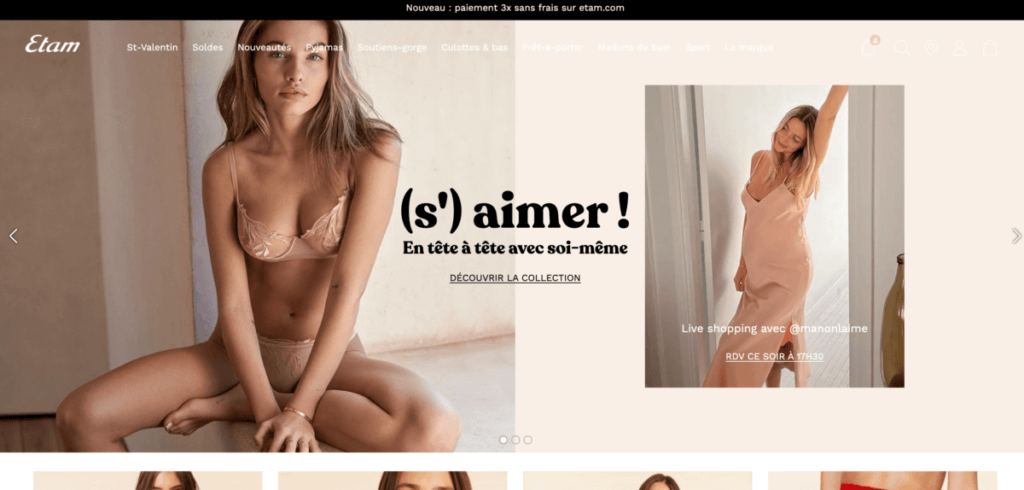 Etam ecommerce campaign website landing page