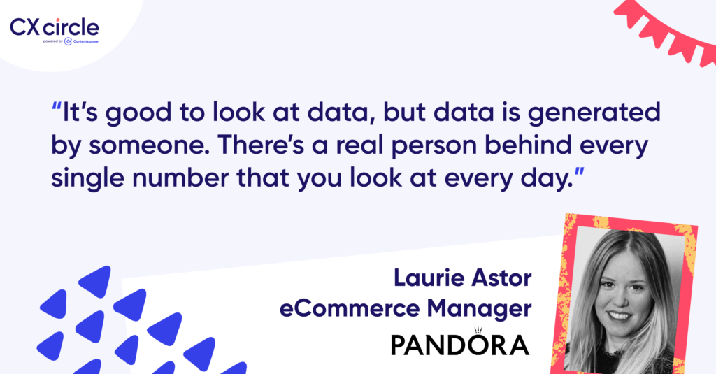 Quote about data from Laurie Astor, eCommerce Manager at Pandora