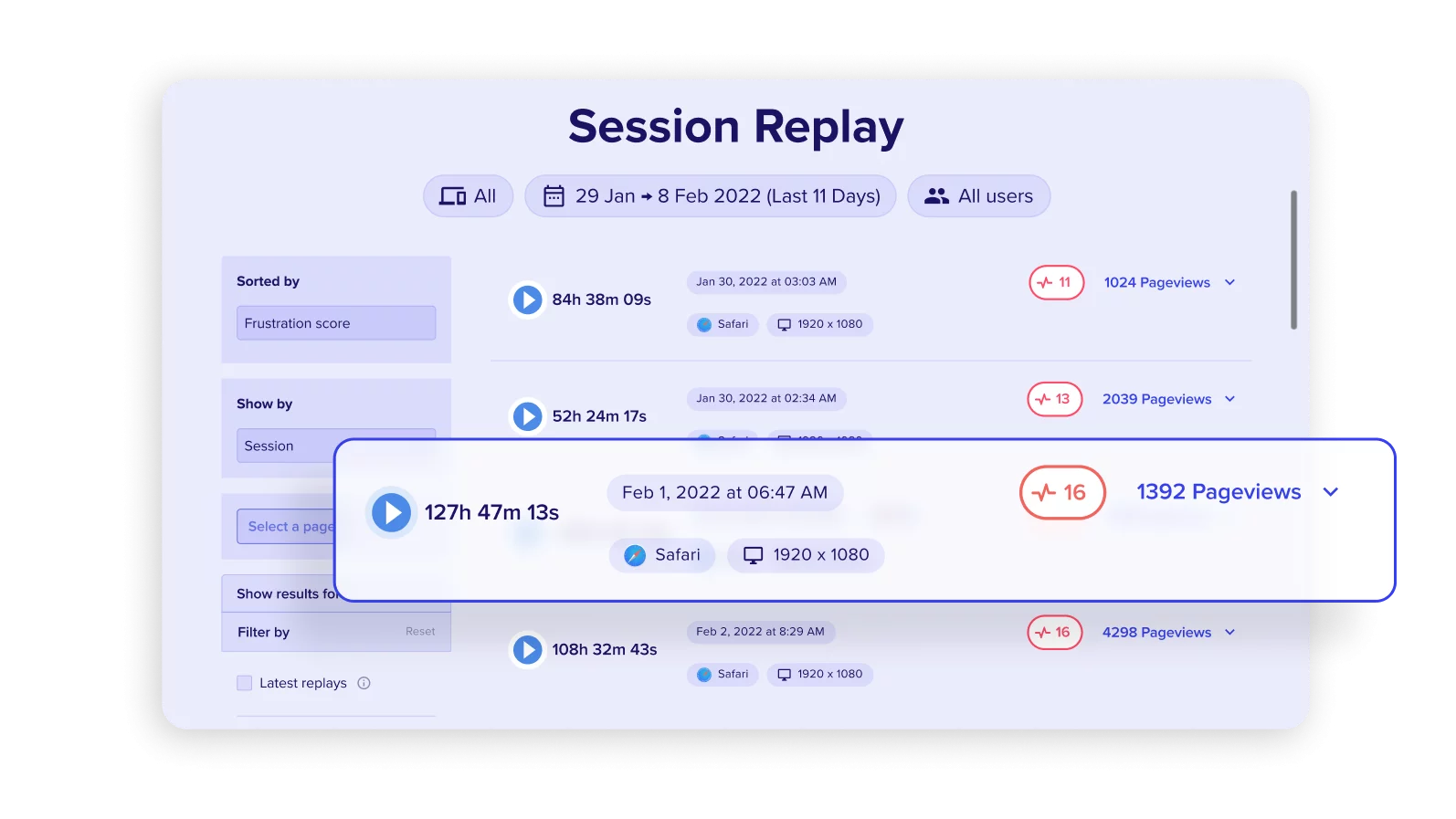 Session replay tool capturing user interactions on a website. Analyzes user behavior for optimization.