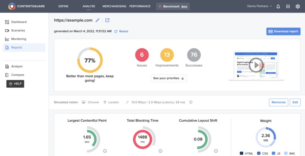 Contentsquare speed analysis capability 