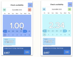 Click rate on calendar dates of users with transactions vs click rate on calendar dates of users without transactions 