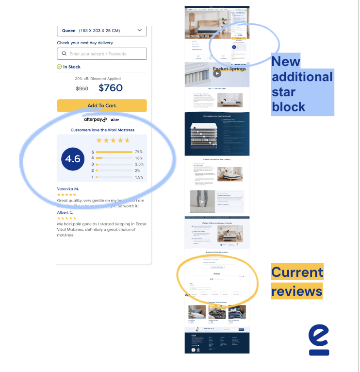 Comparison of product tiles