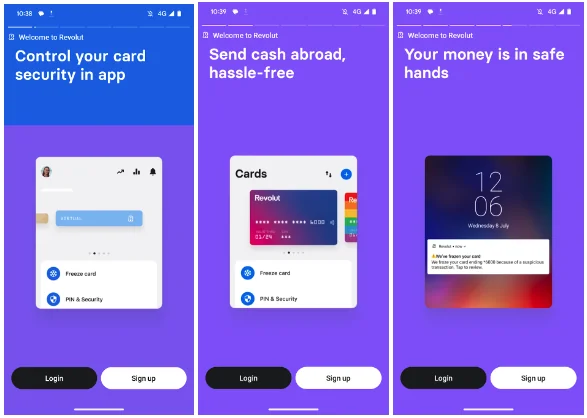 App onboarding best practice example 2: Screenshot of Revolut