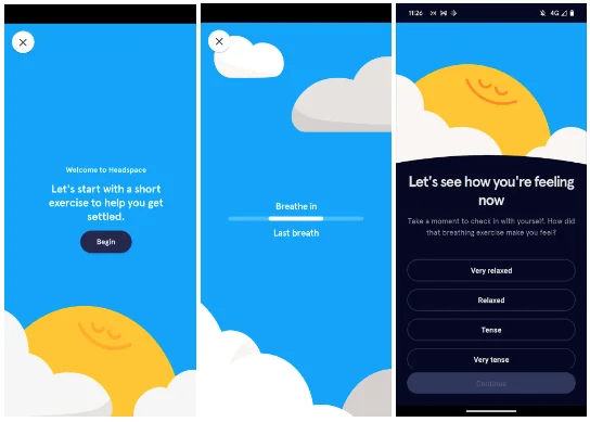 Onboarding best practice example 3: Screenshot of Headspace