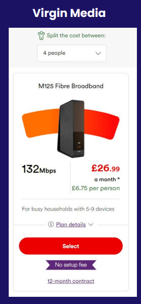 Virgin Media's split the bill feature for fibre broadband 